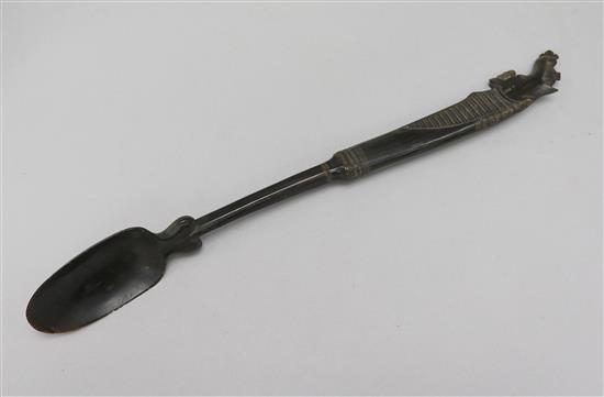 An unusal 19th Century horn spoon or ladle, possibly sailor made